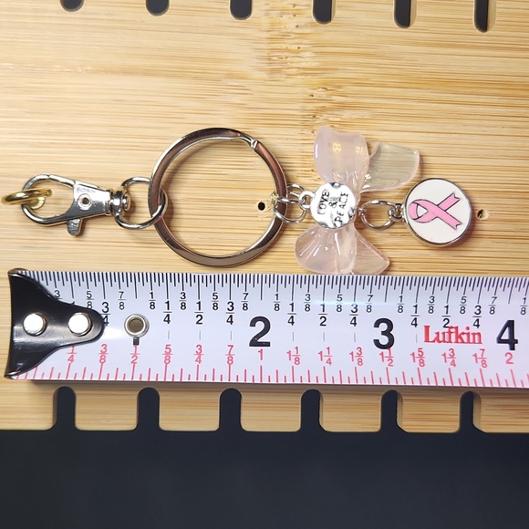 Pink Ribbon Purse Charm Or Keychain with Bow Charm - Picture 6 of 6